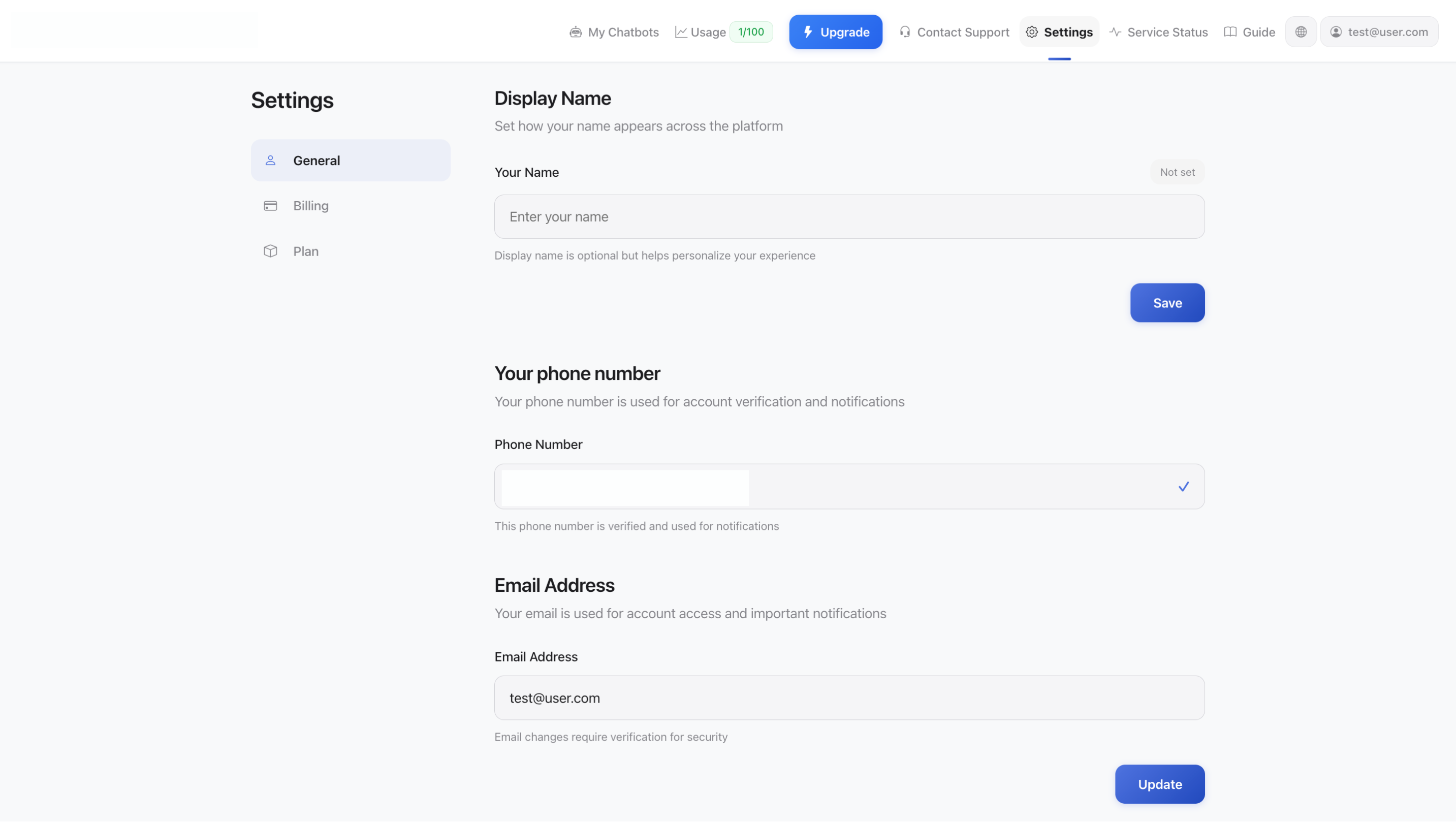 Kontoeinstellungen - Allgemein