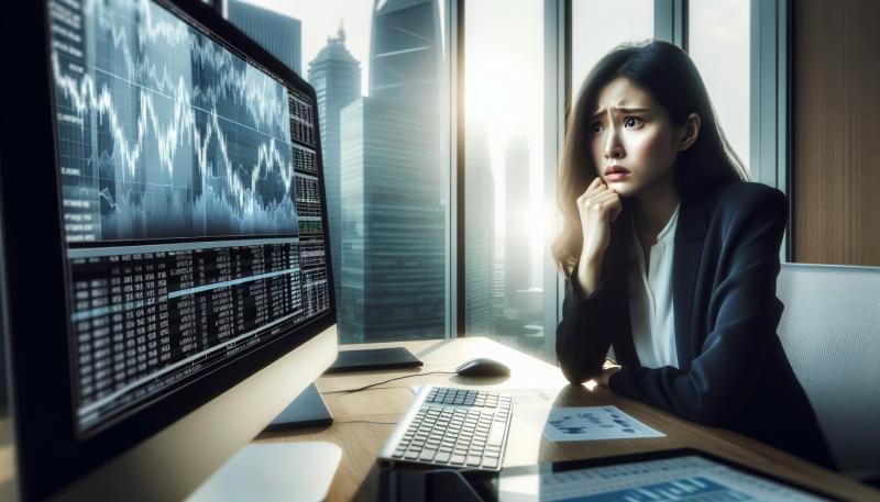 Finanzanalyst überprüft globale Marktentwicklungen auf einem Computerbildschirm